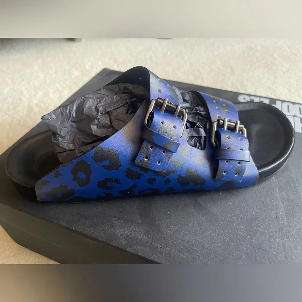 The Kooples Blue Leopard Print Sandals